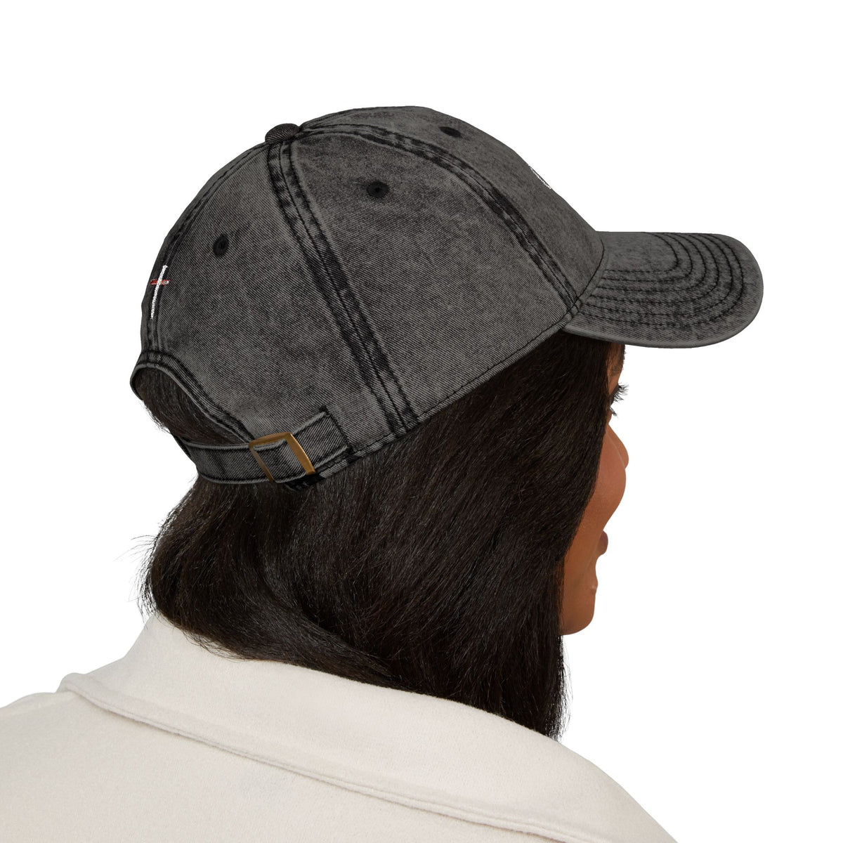 Vintage Embroidered 'Gospel' Cap – Distressed Grey Cotton Baseball Hat