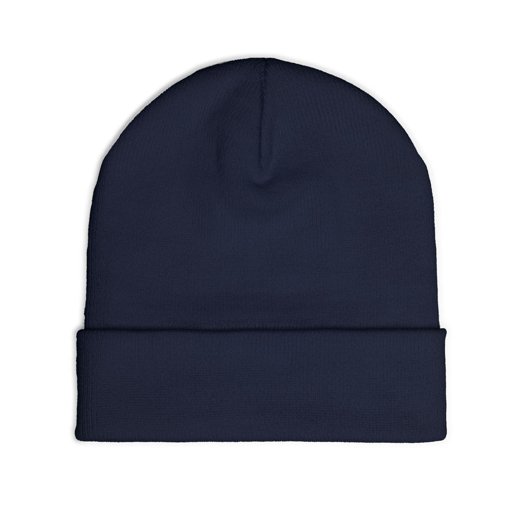 Embroidered Gold Eagle Knit Beanie — Cozy Winter Hat with Metallic Bird Design