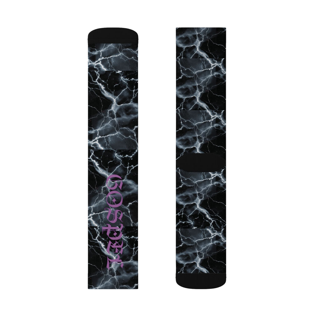 Marble Lightning Socks — Black Electric Sublimation Crew Socks