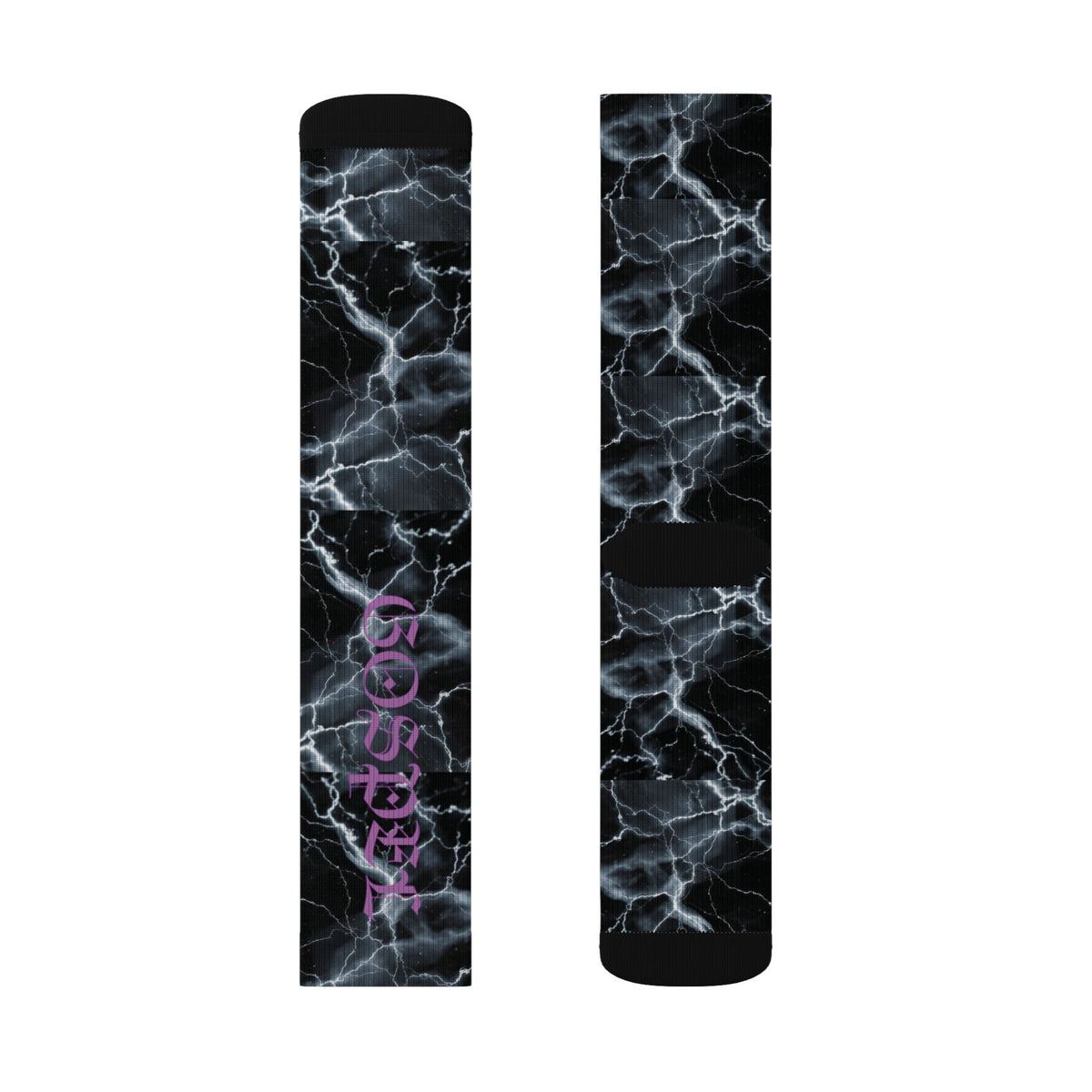 Marble Lightning Socks — Black Electric Sublimation Crew Socks