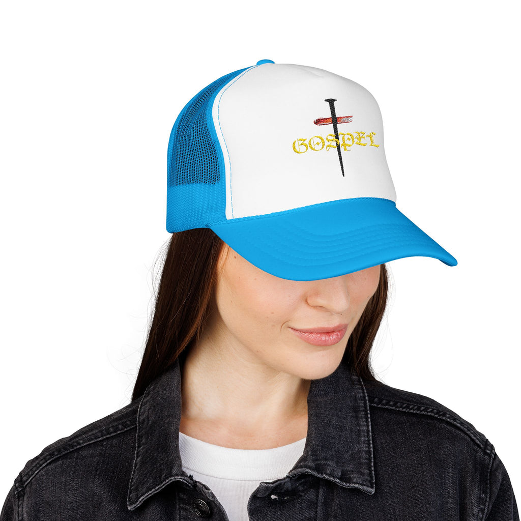 Gospel Cross Trucker Hat — Christian Foam Mesh Cap