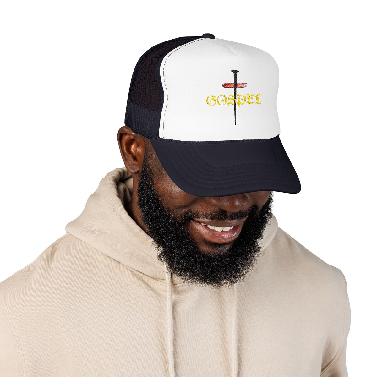 Gospel Cross Trucker Hat — Christian Foam Mesh Cap