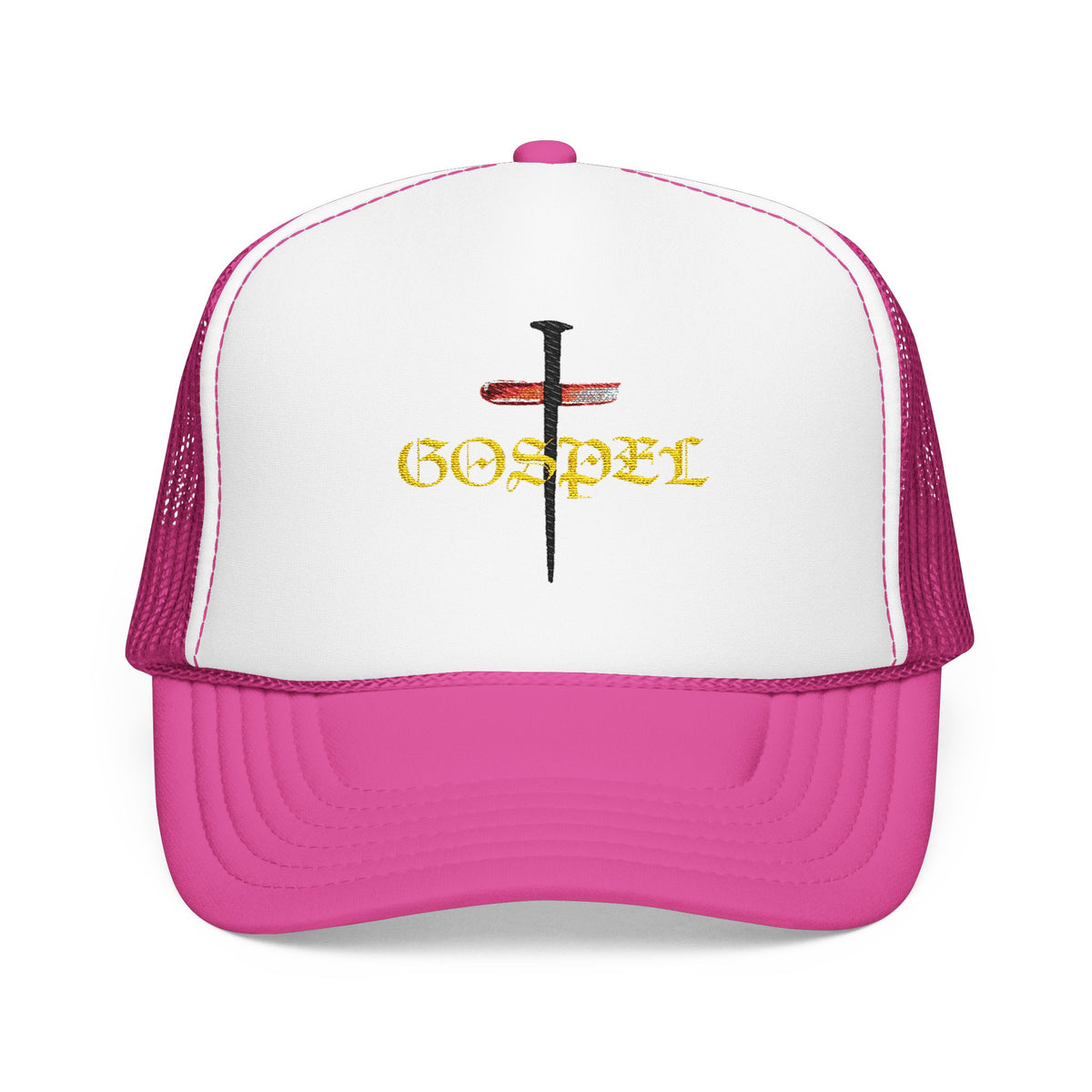 Gospel Cross Trucker Hat — Christian Foam Mesh Cap