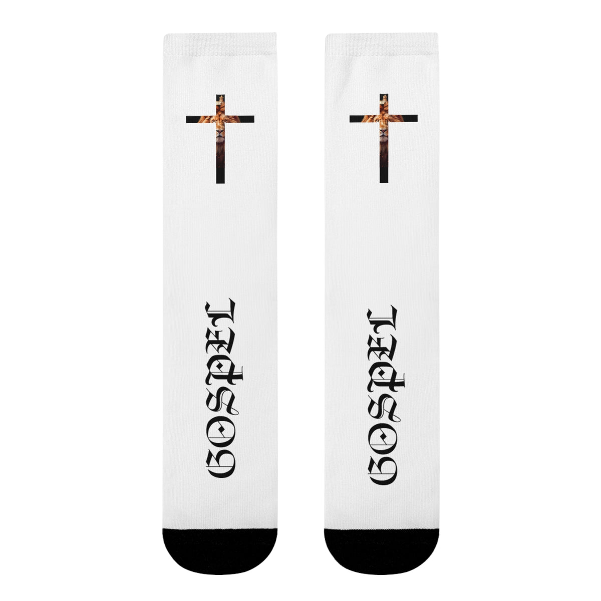 Gospel Cross Sublimation Crew Socks — Christian Faith Graphic Socks