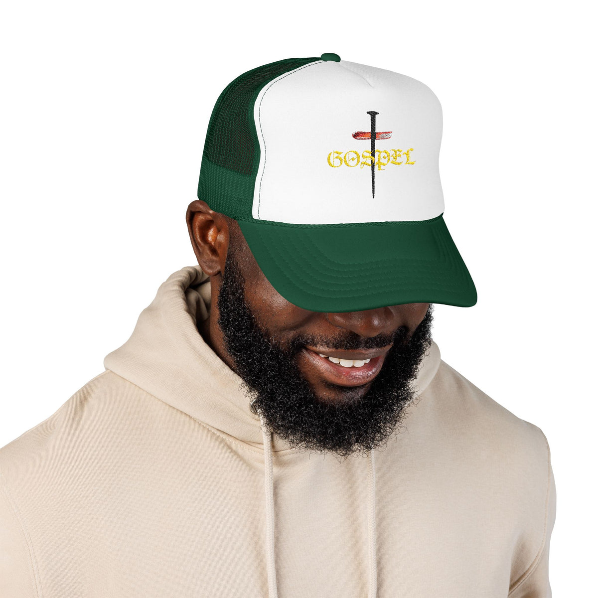 Gospel Cross Trucker Hat — Christian Foam Mesh Cap