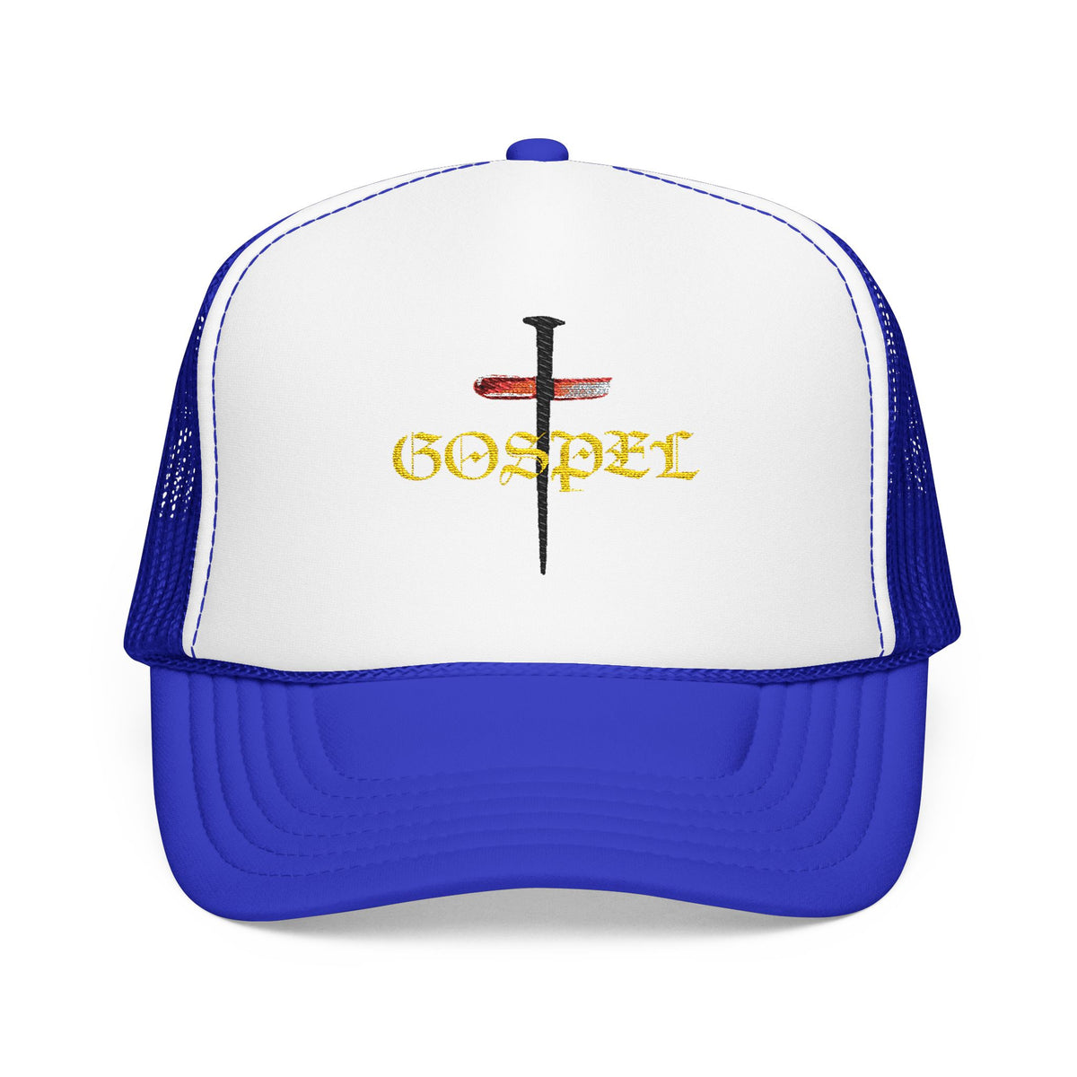 Gospel Cross Trucker Hat — Christian Foam Mesh Cap