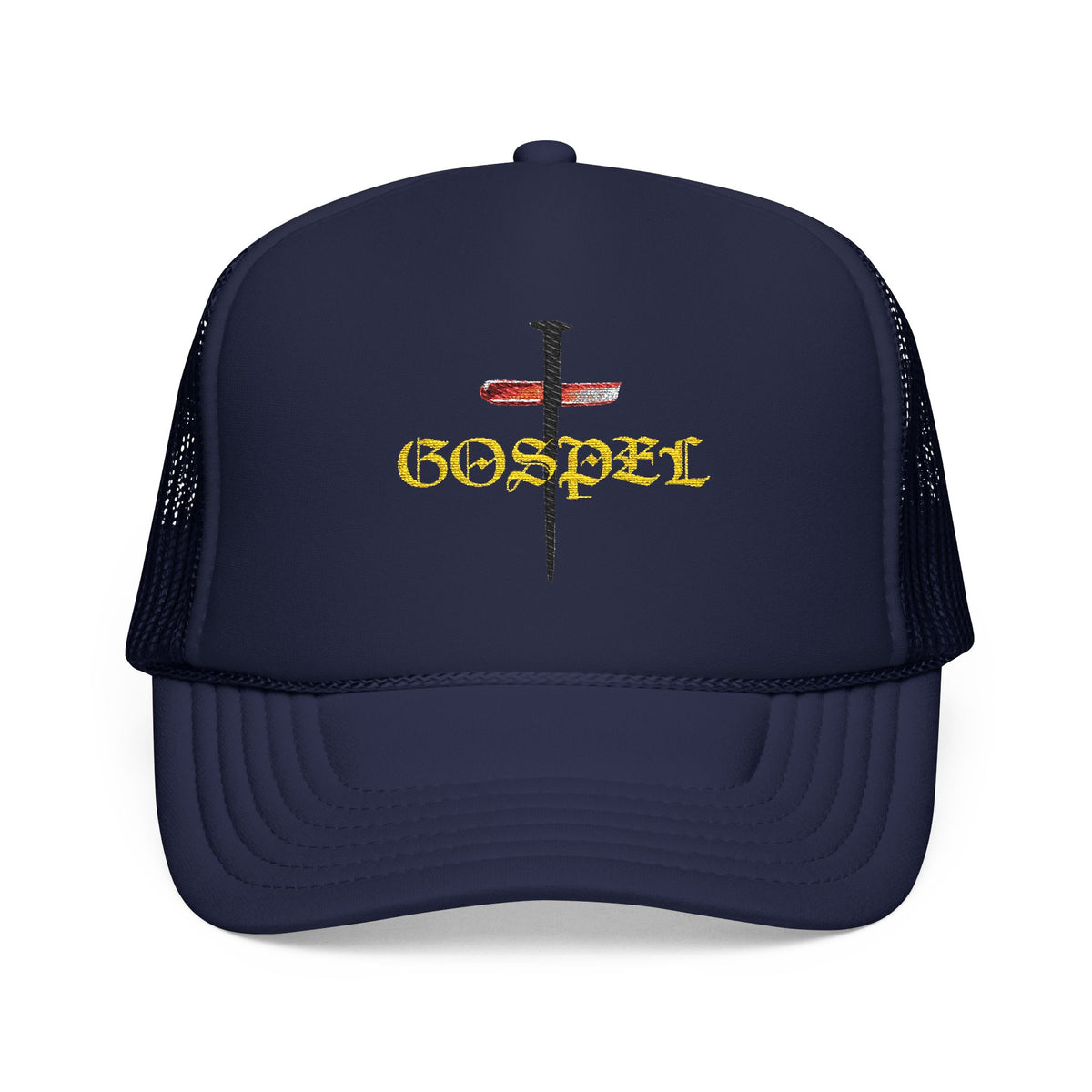 Gospel Cross Trucker Hat — Christian Foam Mesh Cap