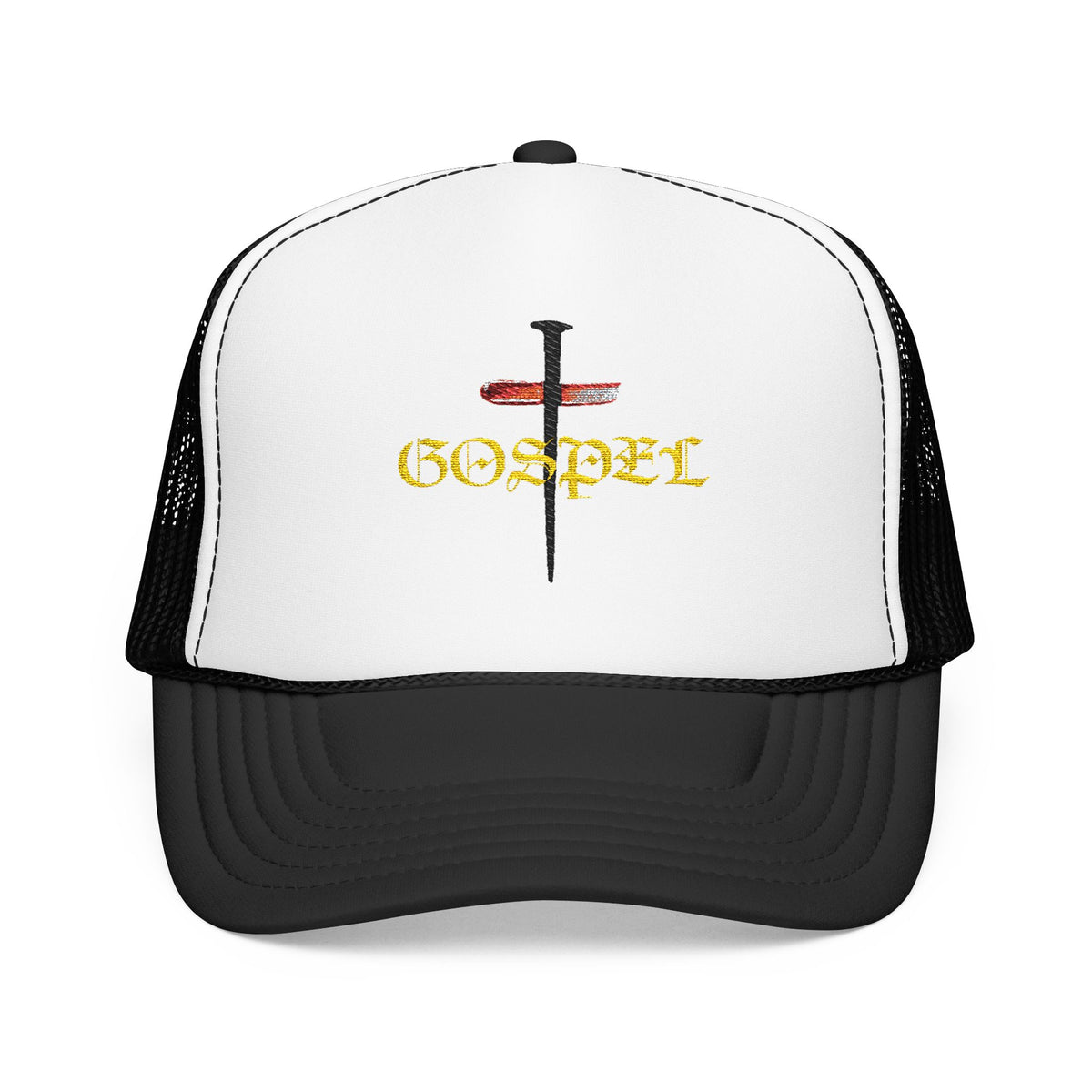 Gospel Cross Trucker Hat — Christian Foam Mesh Cap