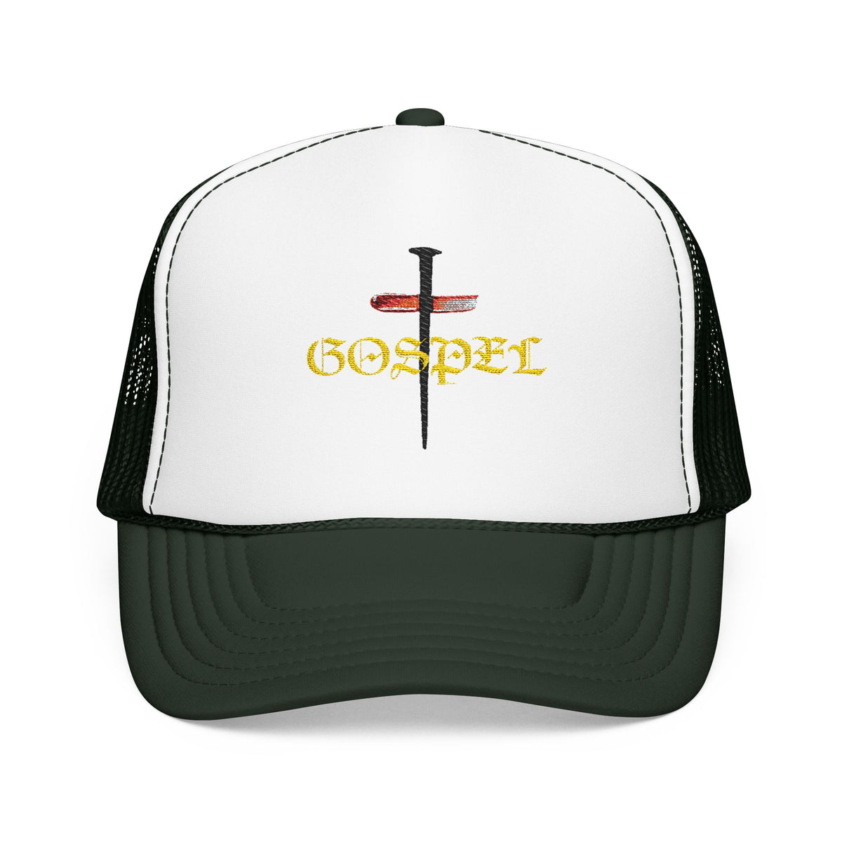 Gospel Cross Trucker Hat — Christian Foam Mesh Cap