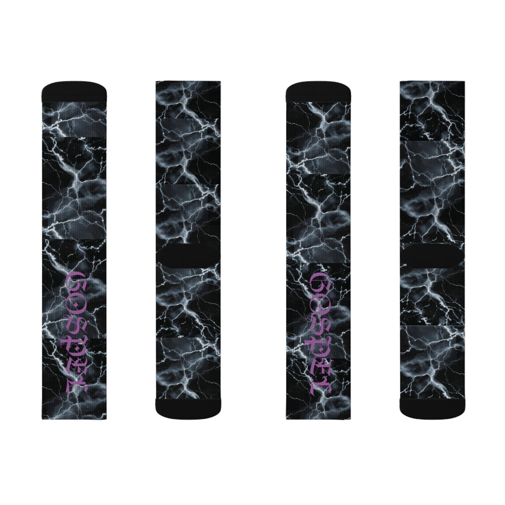 Marble Lightning Socks — Black Electric Sublimation Crew Socks