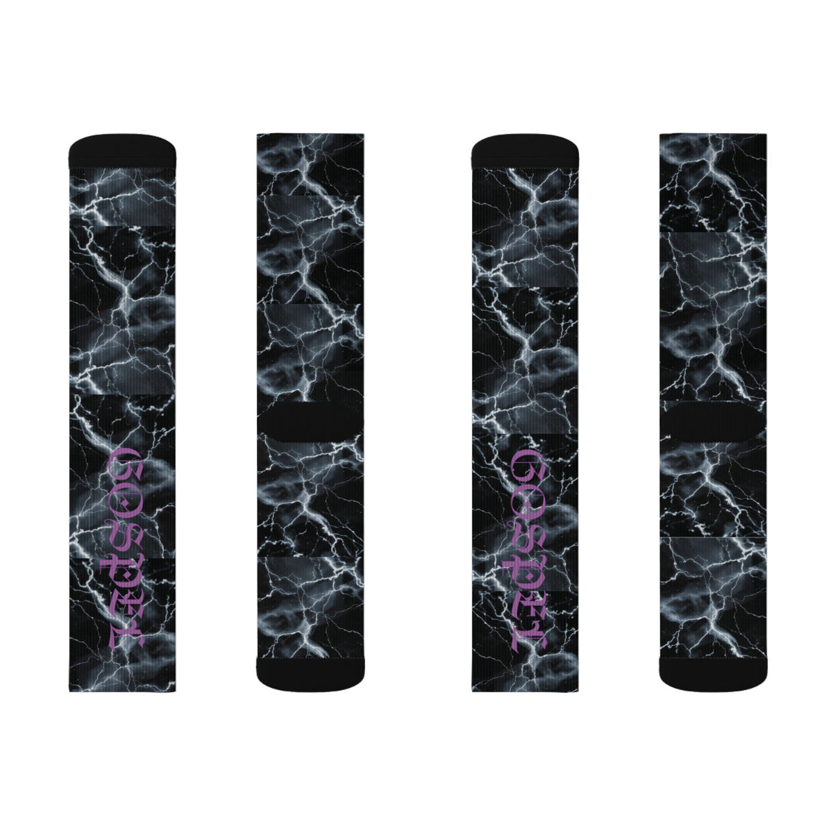 Marble Lightning Socks — Black Electric Sublimation Crew Socks