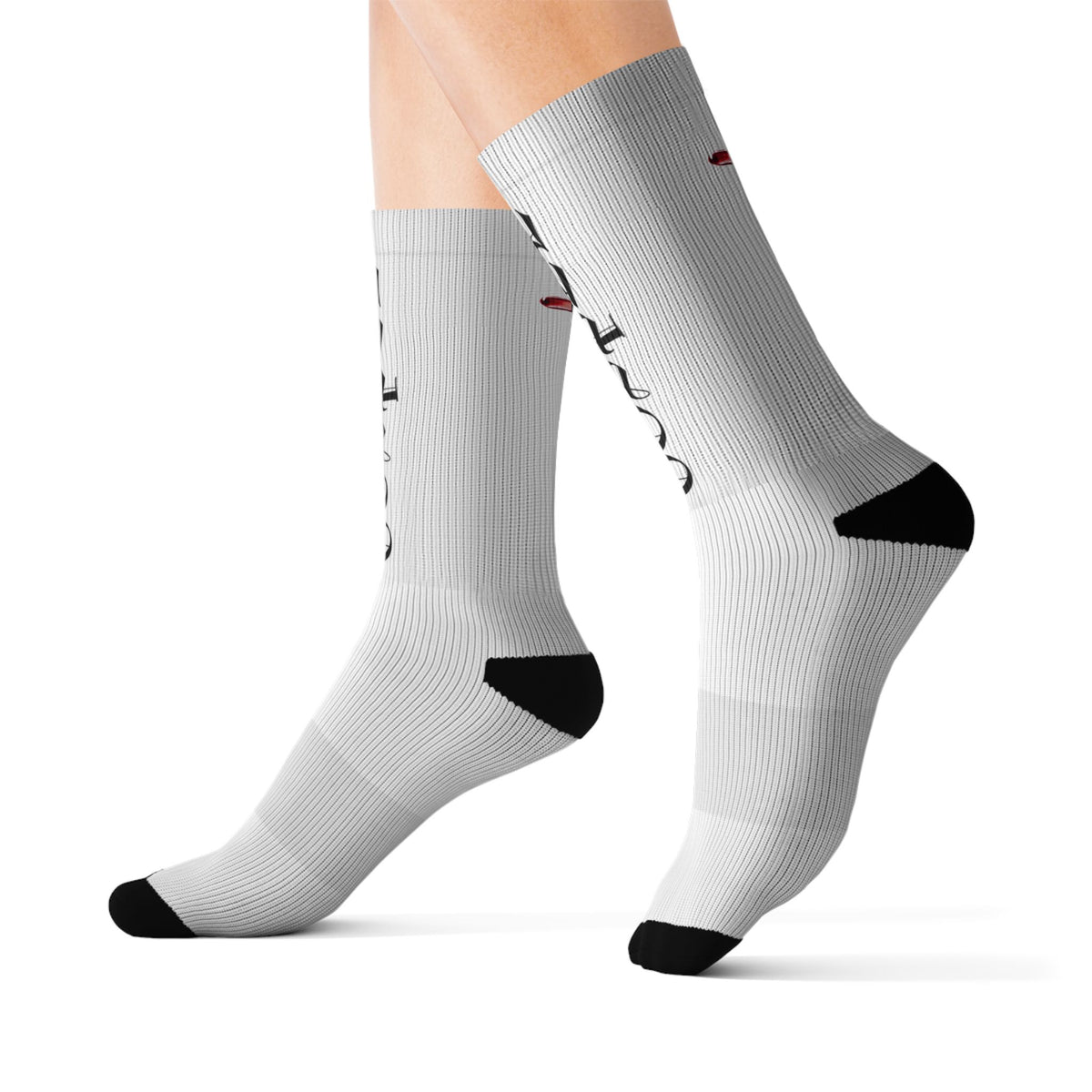 Cross & Script Sublimation Socks — Faith-Inspired Crew Socks with 'GOD BLESS' Text