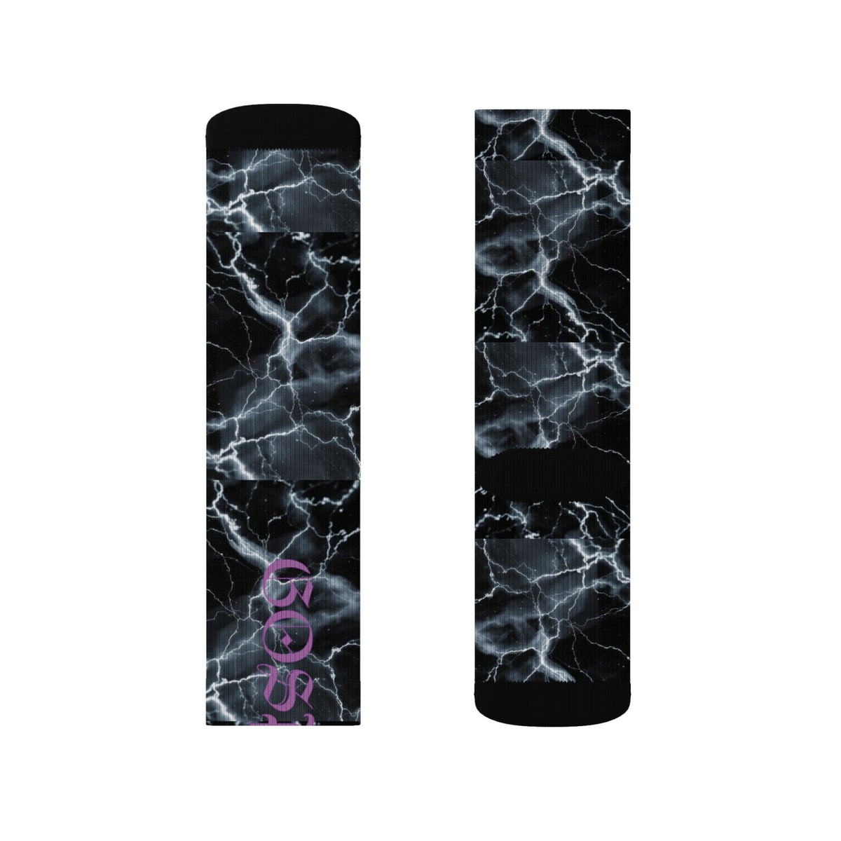 Marble Lightning Socks — Black Electric Sublimation Crew Socks
