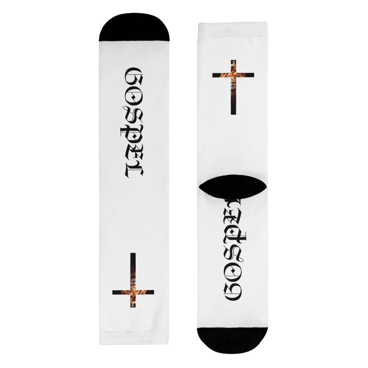 Gospel Cross Sublimation Crew Socks — Christian Faith Graphic Socks