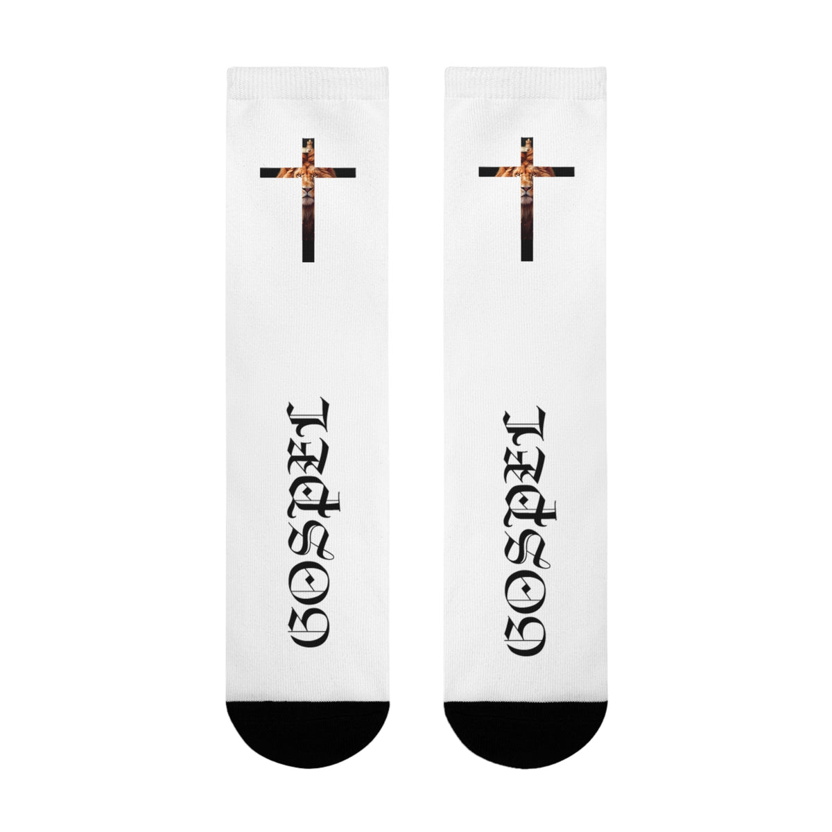 Gospel Cross Sublimation Crew Socks — Christian Faith Graphic Socks