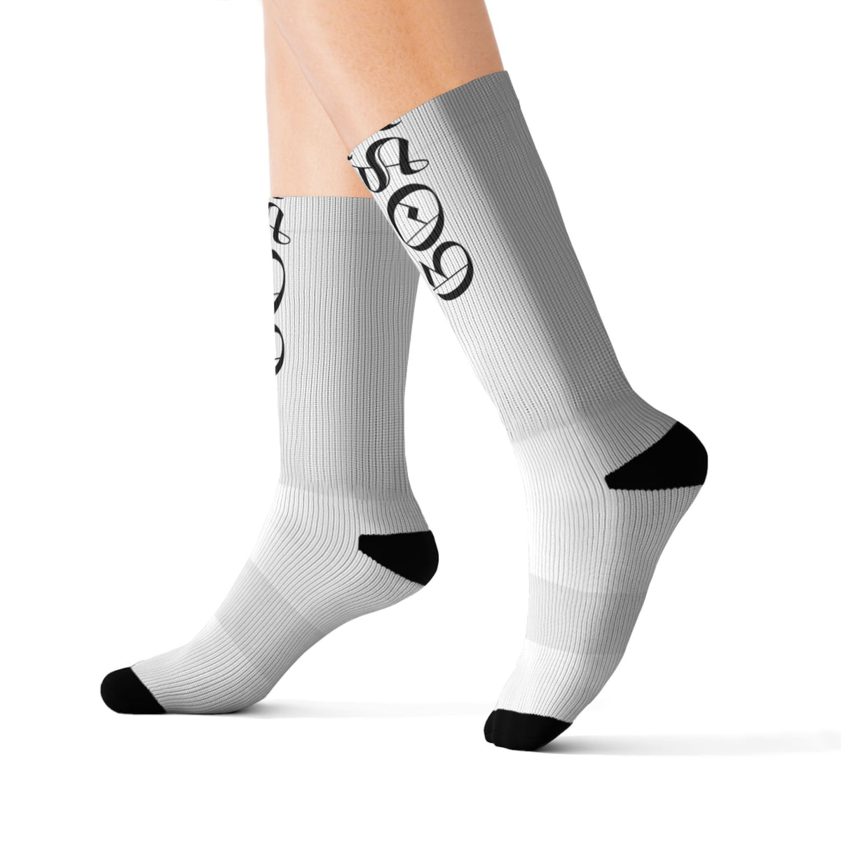 Cross & Script Sublimation Socks — Faith-Inspired Crew Socks with 'GOD BLESS' Text