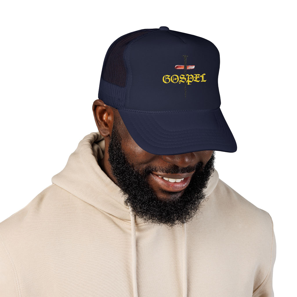 Gospel Cross Trucker Hat — Christian Foam Mesh Cap
