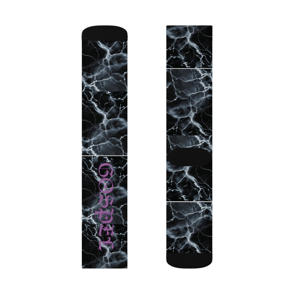 Marble Lightning Socks — Black Electric Sublimation Crew Socks