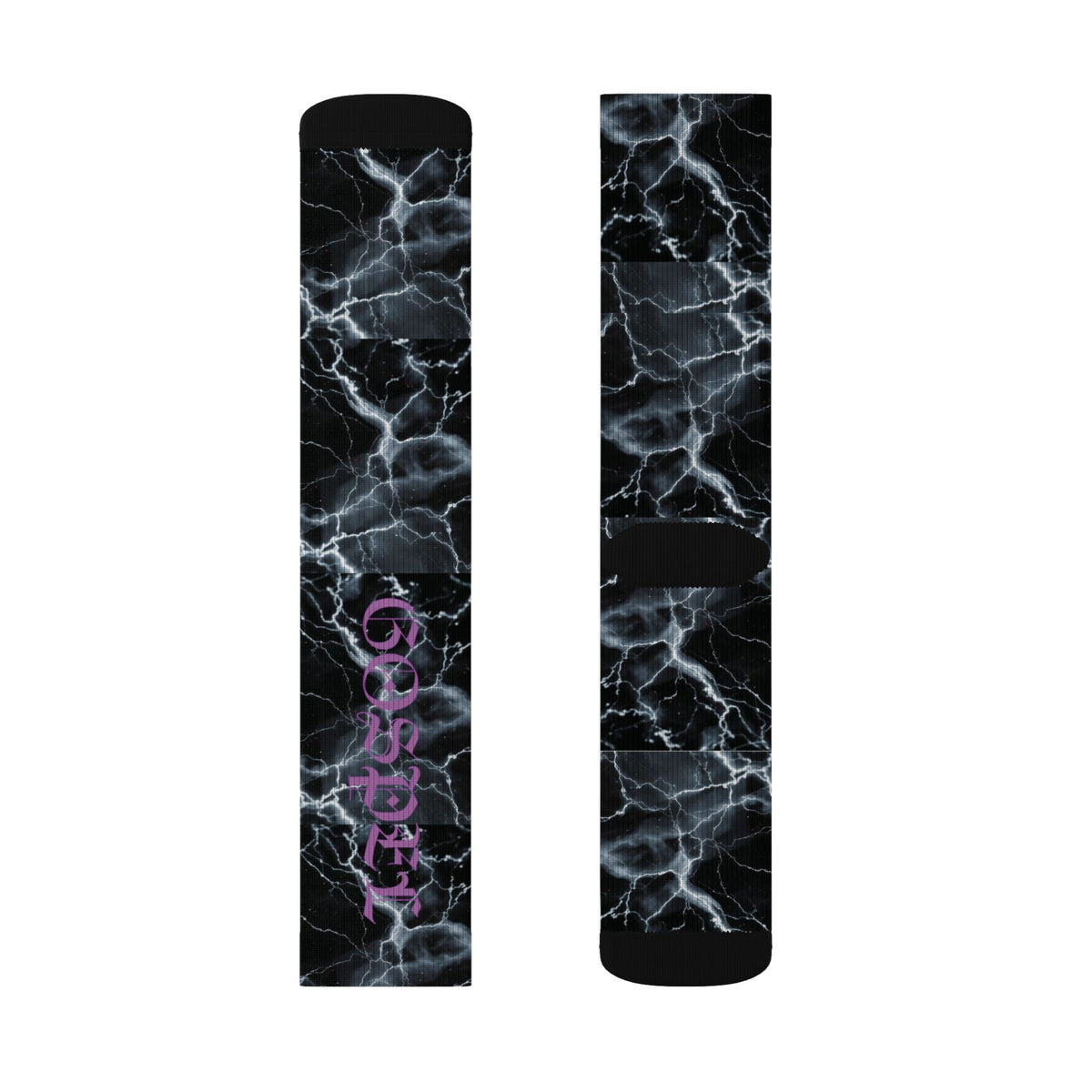 Marble Lightning Socks — Black Electric Sublimation Crew Socks