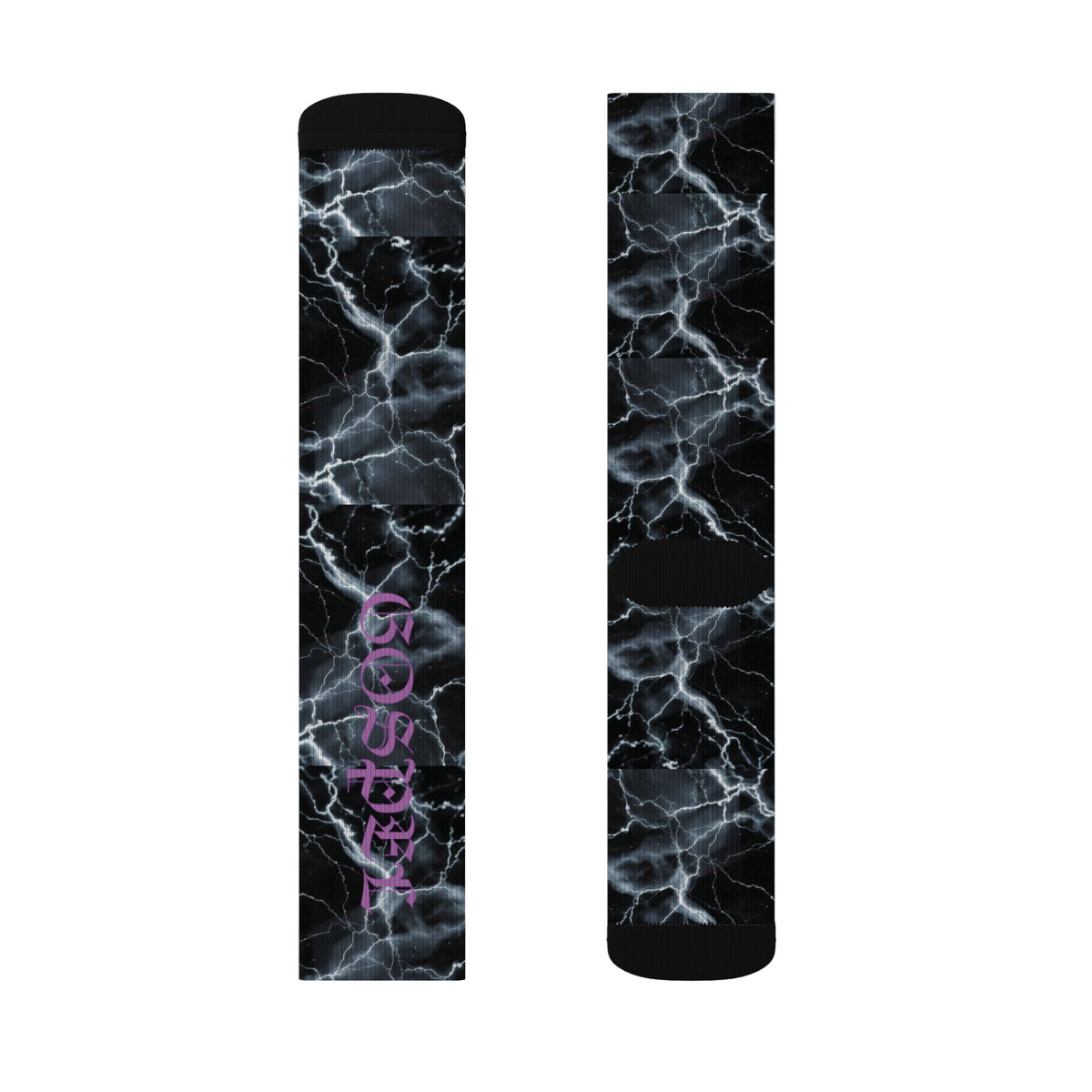 Marble Lightning Socks — Black Electric Sublimation Crew Socks