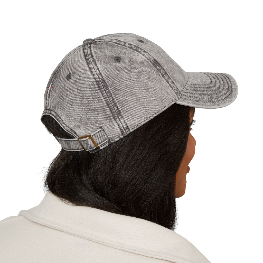 Vintage Embroidered 'Gospel' Cap – Distressed Grey Cotton Baseball Hat