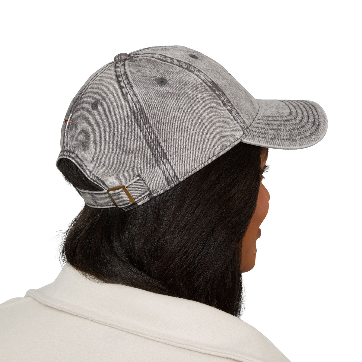 Vintage Embroidered 'Gospel' Cap – Distressed Grey Cotton Baseball Hat