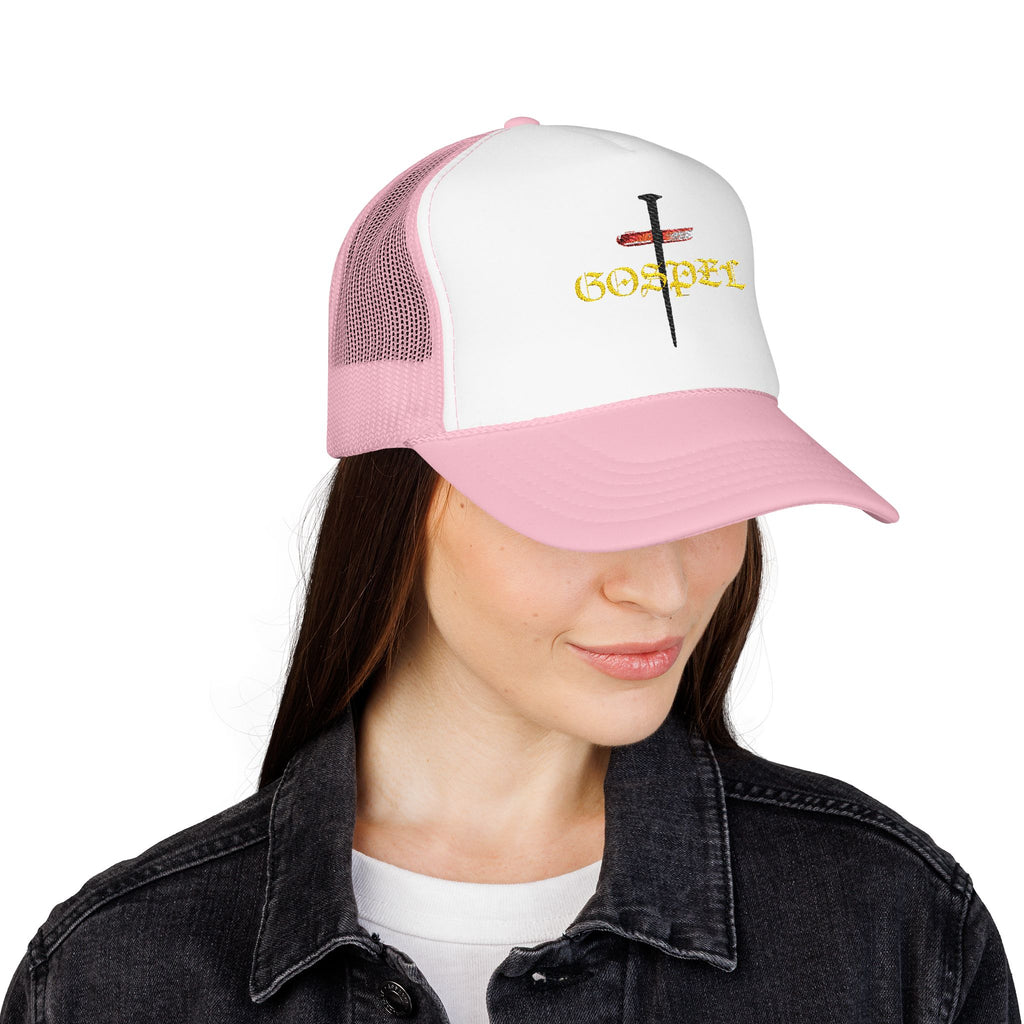 Gospel Cross Trucker Hat — Christian Foam Mesh Cap