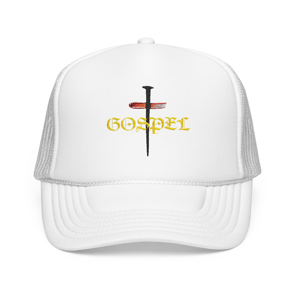 Gospel Cross Trucker Hat — Christian Foam Mesh Cap
