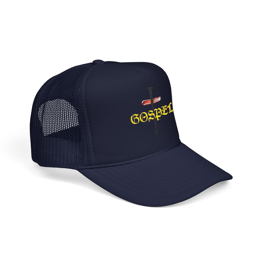 Gospel Cross Trucker Hat — Christian Foam Mesh Cap