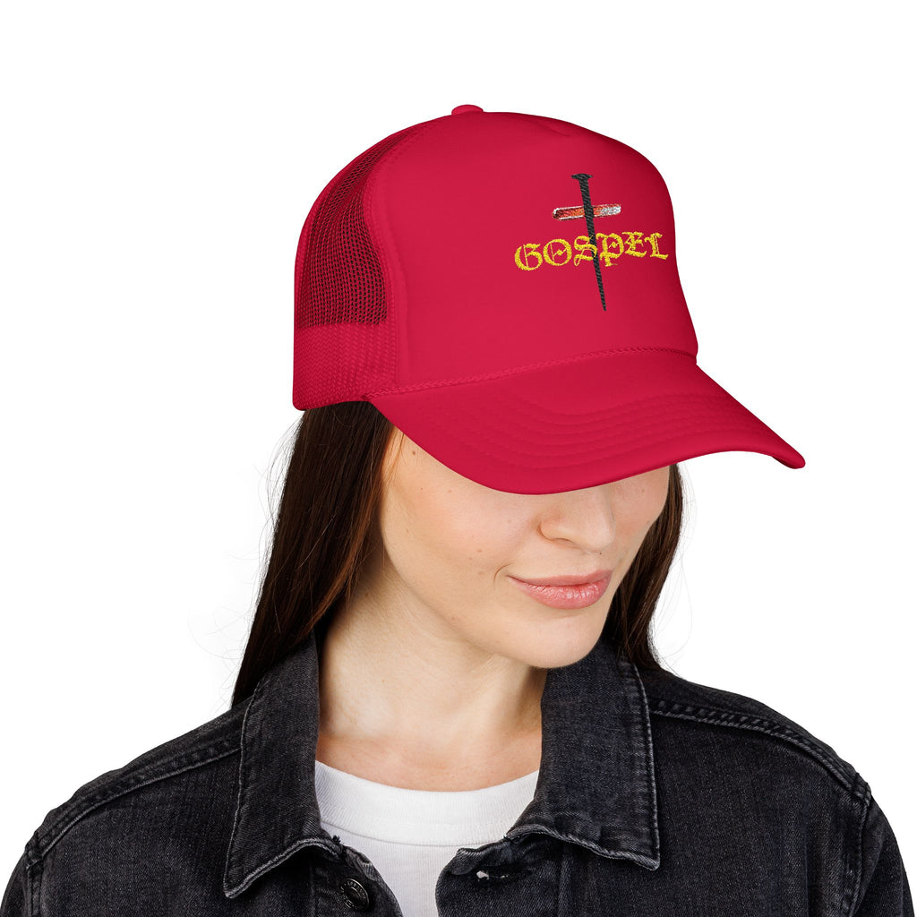 Gospel Cross Trucker Hat — Christian Foam Mesh Cap
