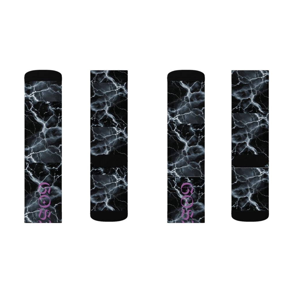 Marble Lightning Socks — Black Electric Sublimation Crew Socks