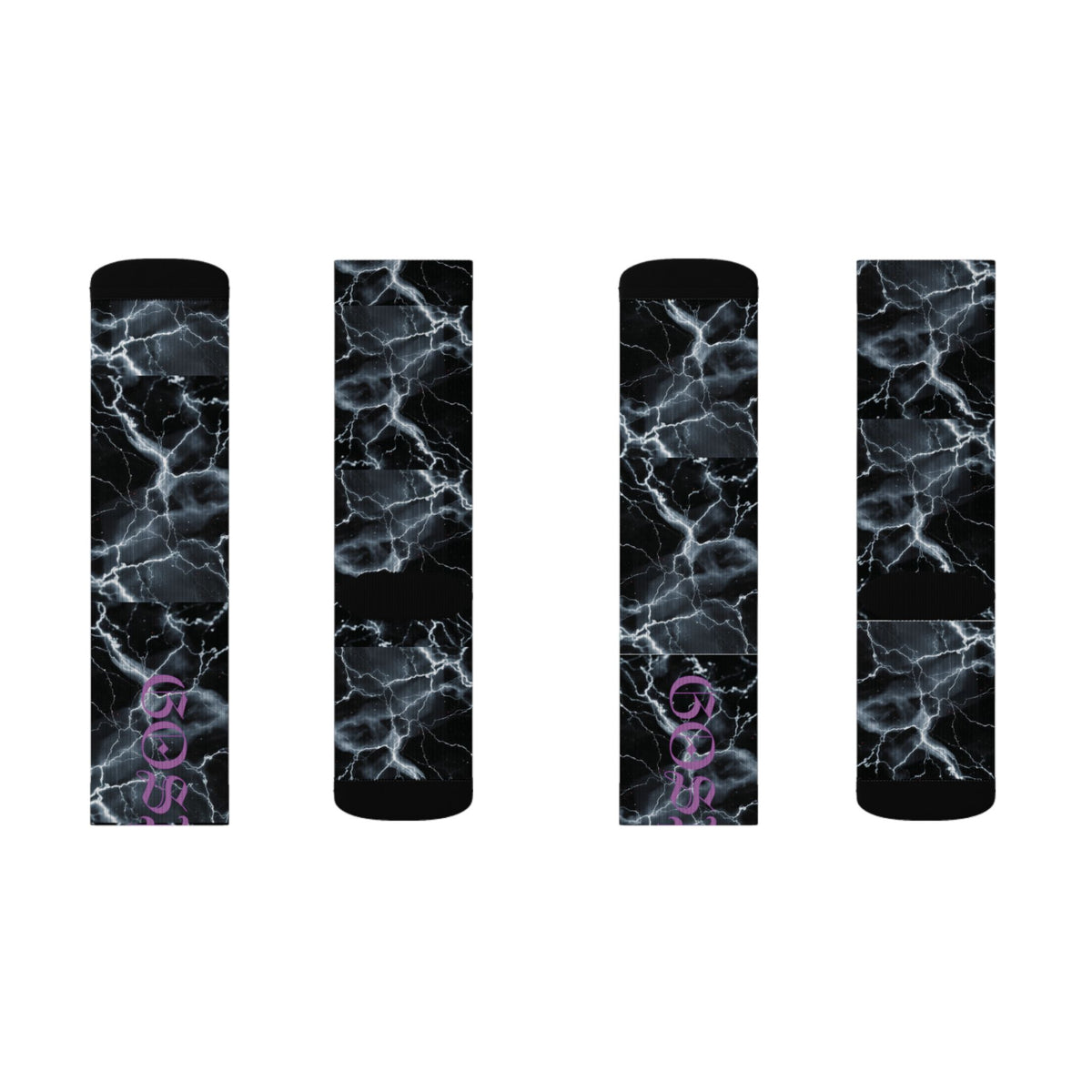 Marble Lightning Socks — Black Electric Sublimation Crew Socks
