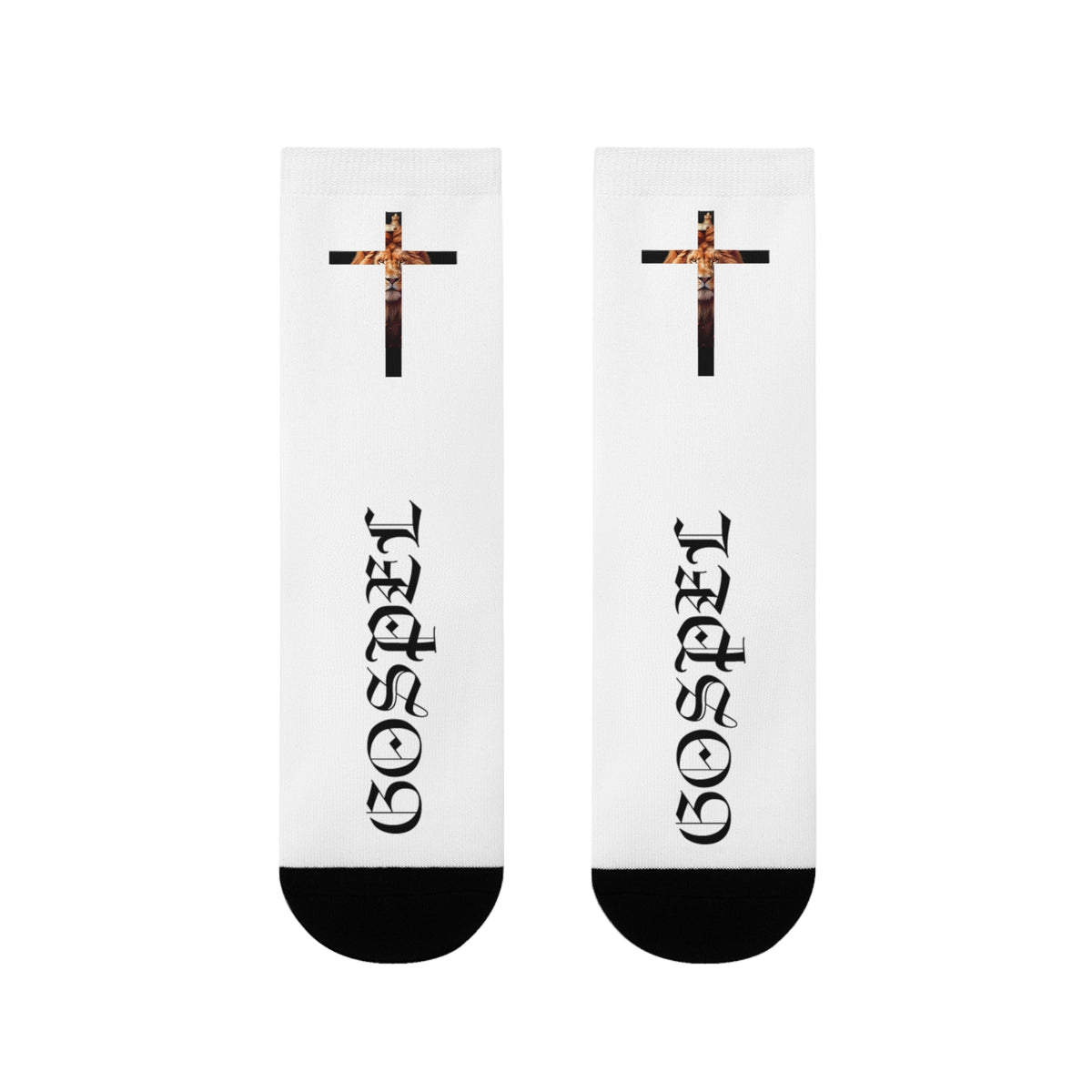 Gospel Cross Sublimation Crew Socks — Christian Faith Graphic Socks