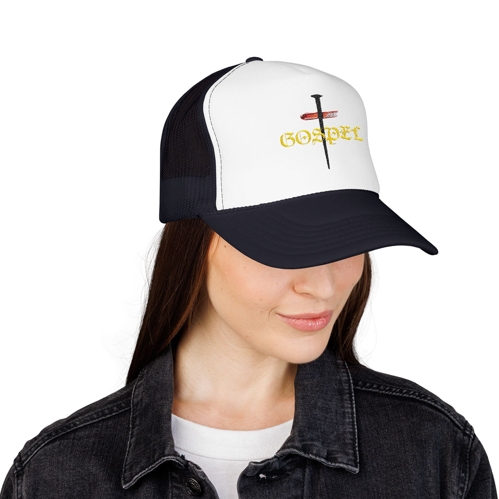 Gospel Cross Trucker Hat — Christian Foam Mesh Cap