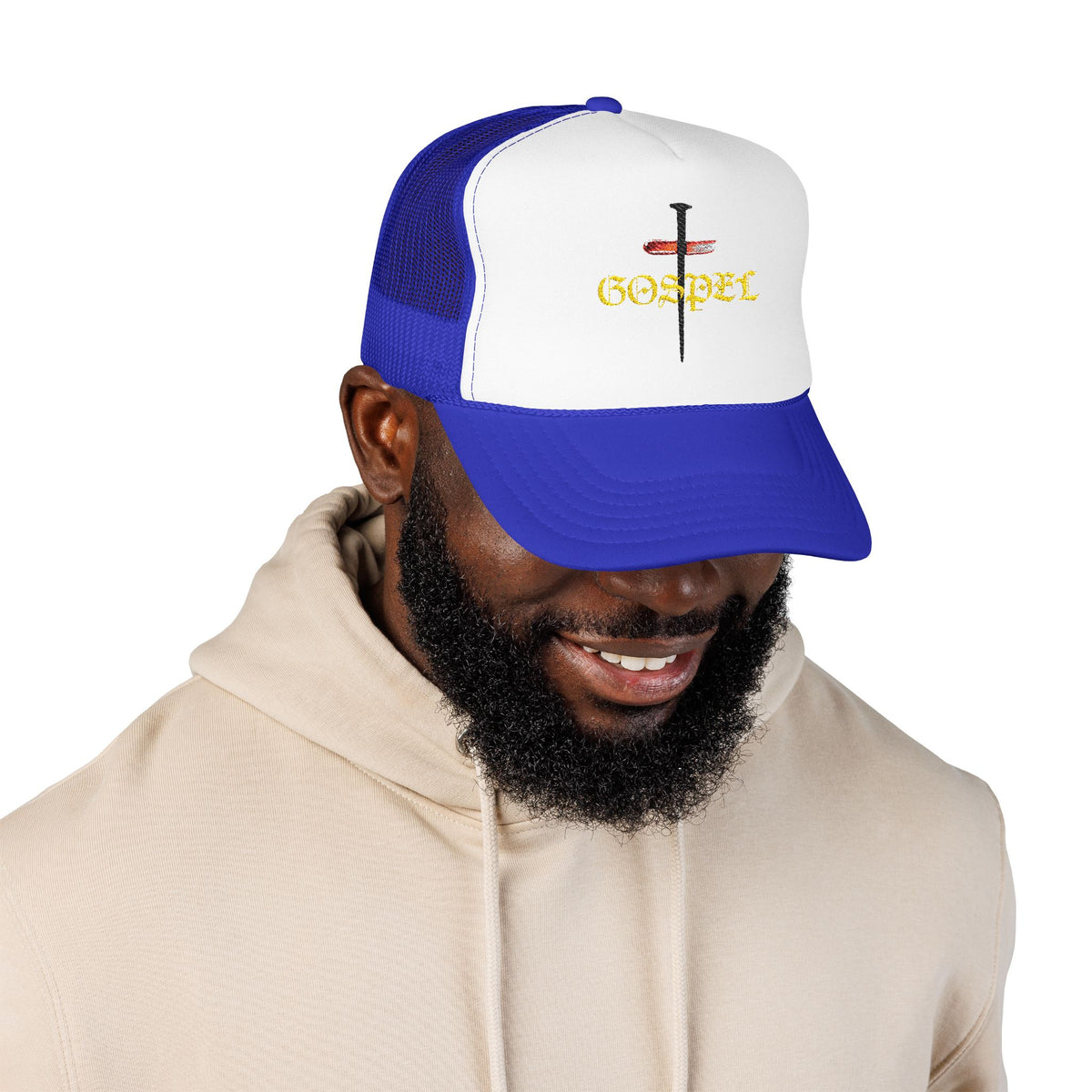 Gospel Cross Trucker Hat — Christian Foam Mesh Cap