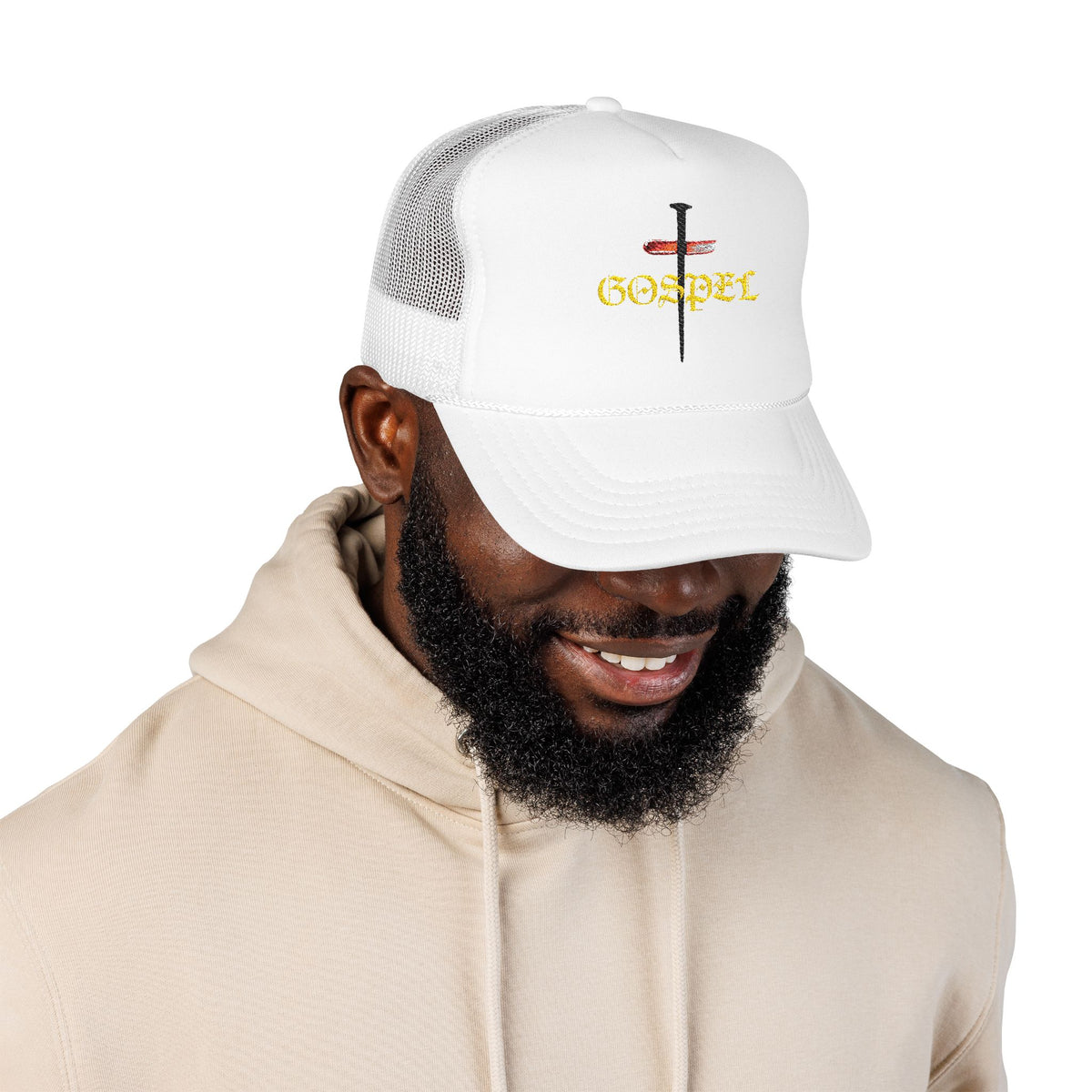 Gospel Cross Trucker Hat — Christian Foam Mesh Cap