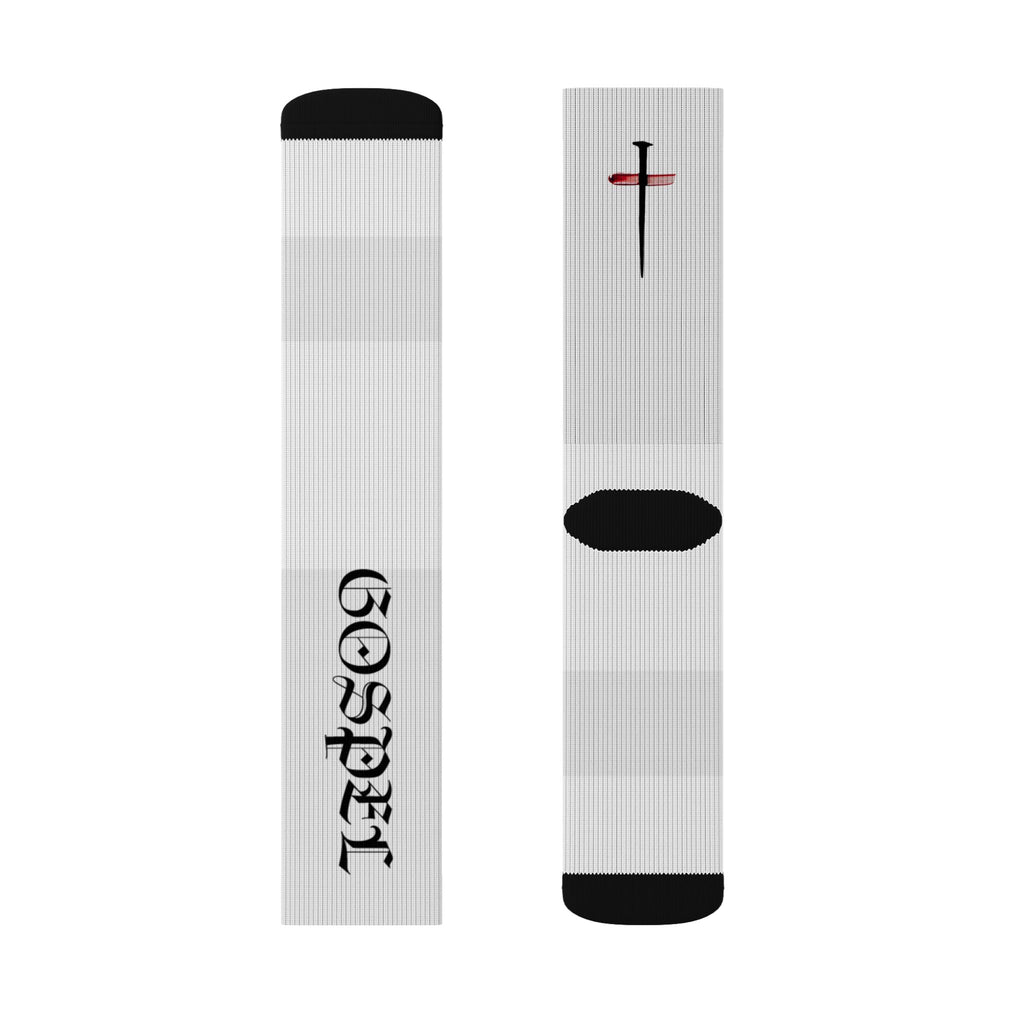 Cross & Script Sublimation Socks — Faith-Inspired Crew Socks with 'GOD BLESS' Text