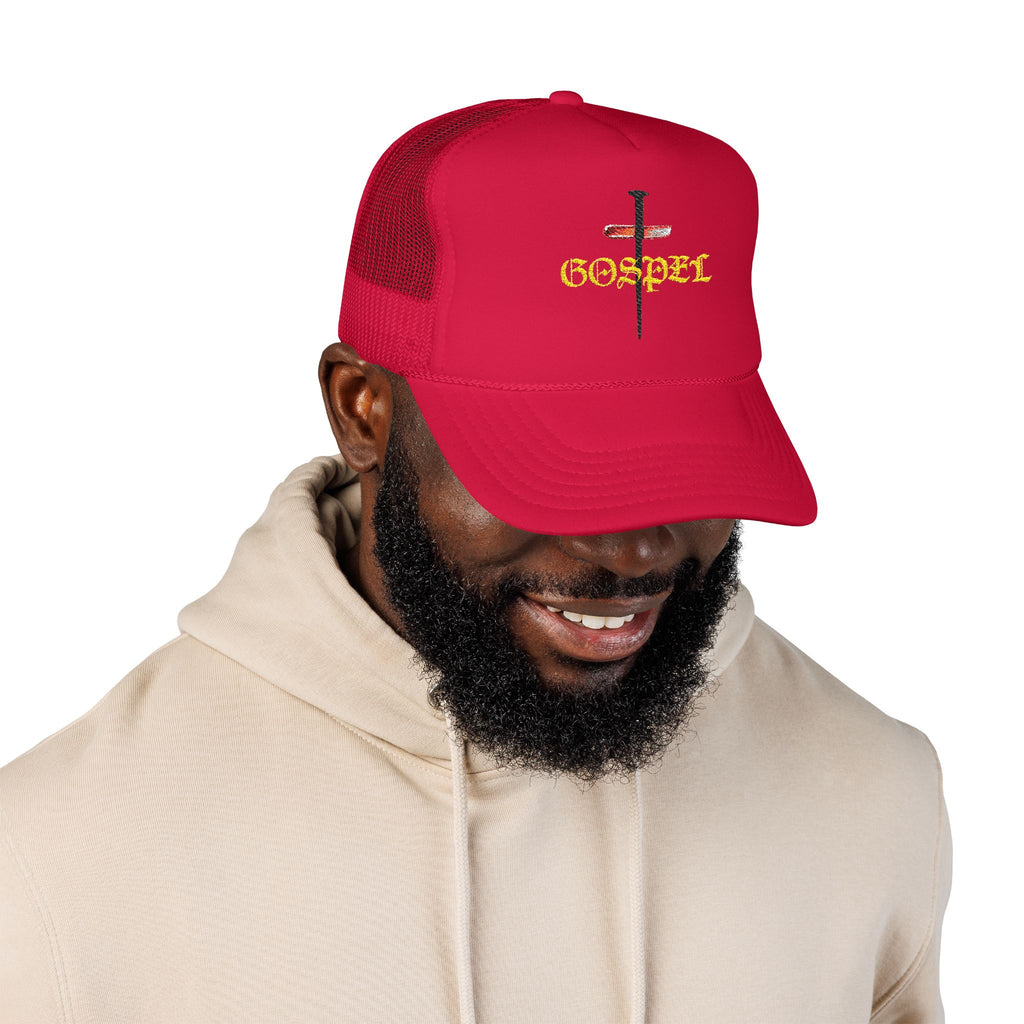 Gospel Cross Trucker Hat — Christian Foam Mesh Cap