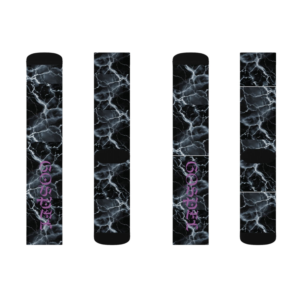 Marble Lightning Socks — Black Electric Sublimation Crew Socks
