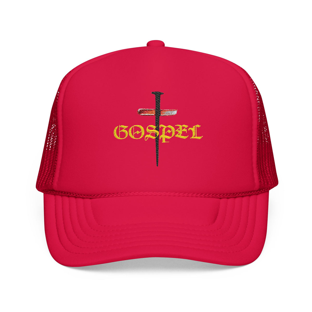 Gospel Cross Trucker Hat — Christian Foam Mesh Cap