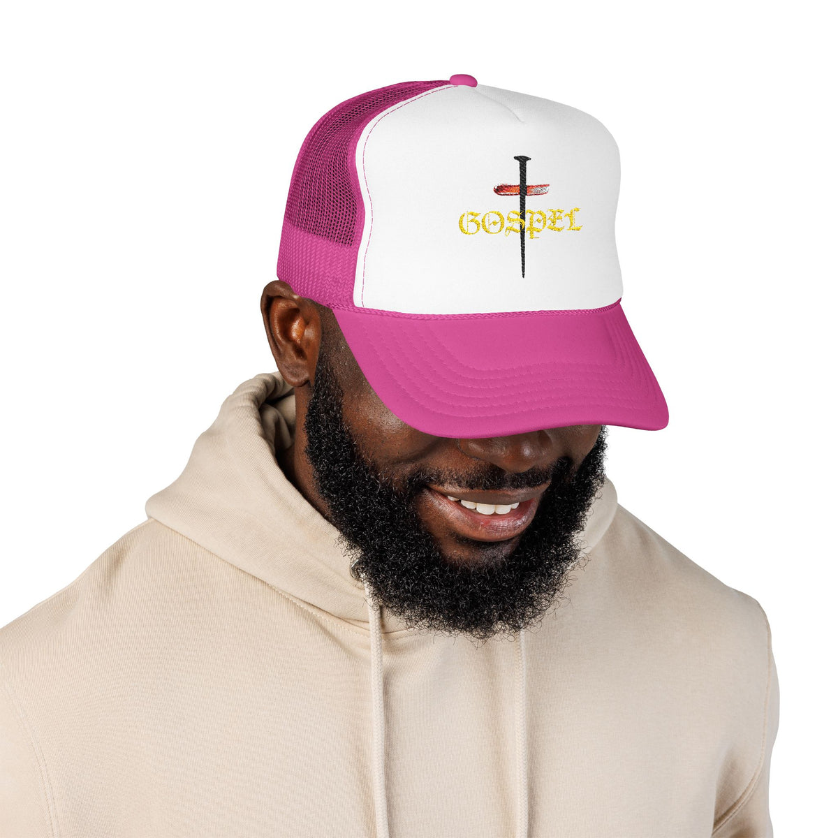 Gospel Cross Trucker Hat — Christian Foam Mesh Cap