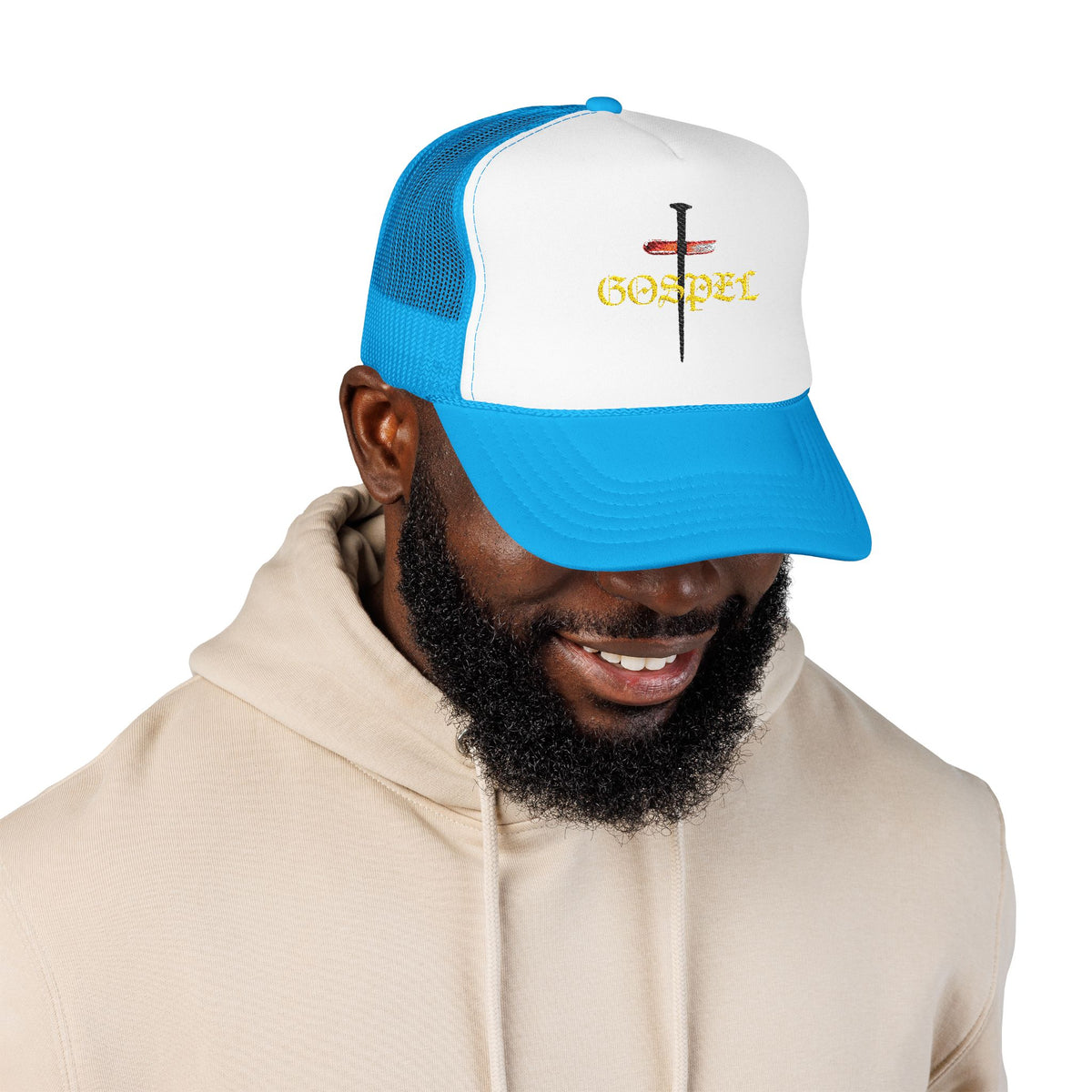 Gospel Cross Trucker Hat — Christian Foam Mesh Cap