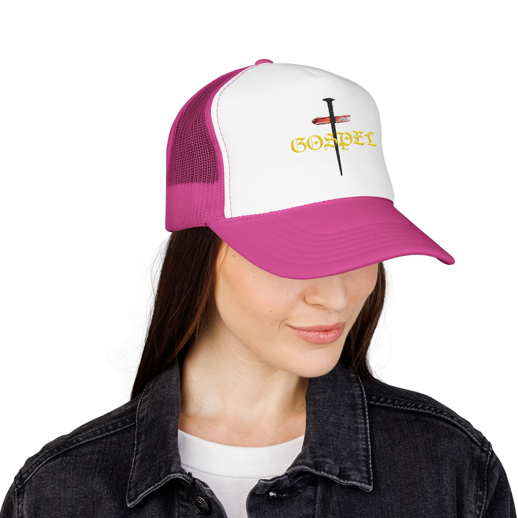 Gospel Cross Trucker Hat — Christian Foam Mesh Cap