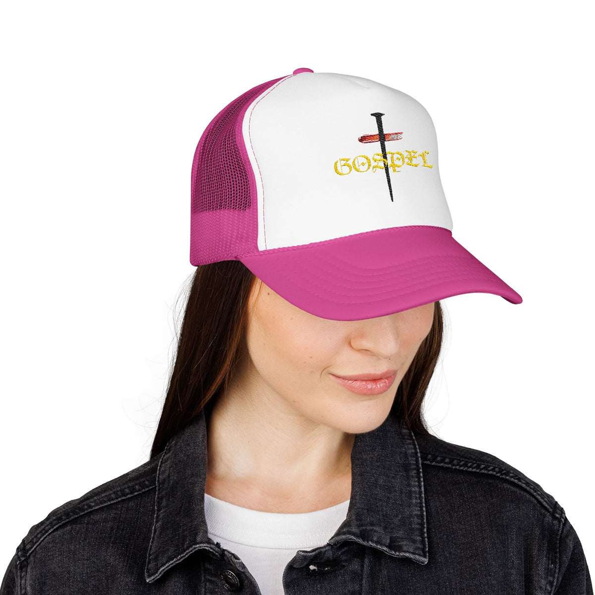 Gospel Cross Trucker Hat — Christian Foam Mesh Cap