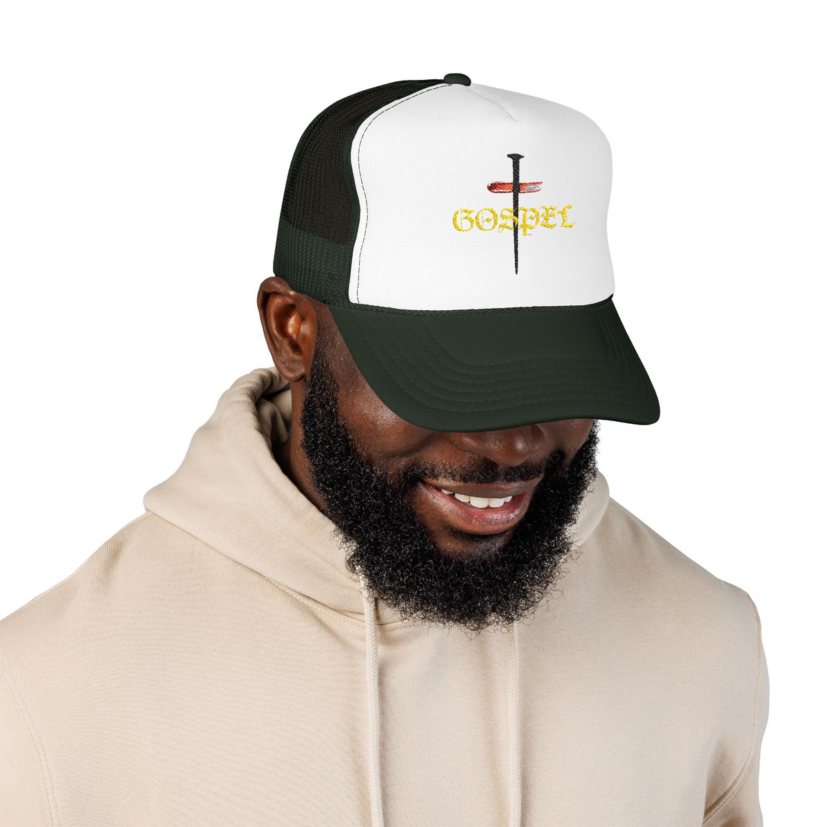 Gospel Cross Trucker Hat — Christian Foam Mesh Cap