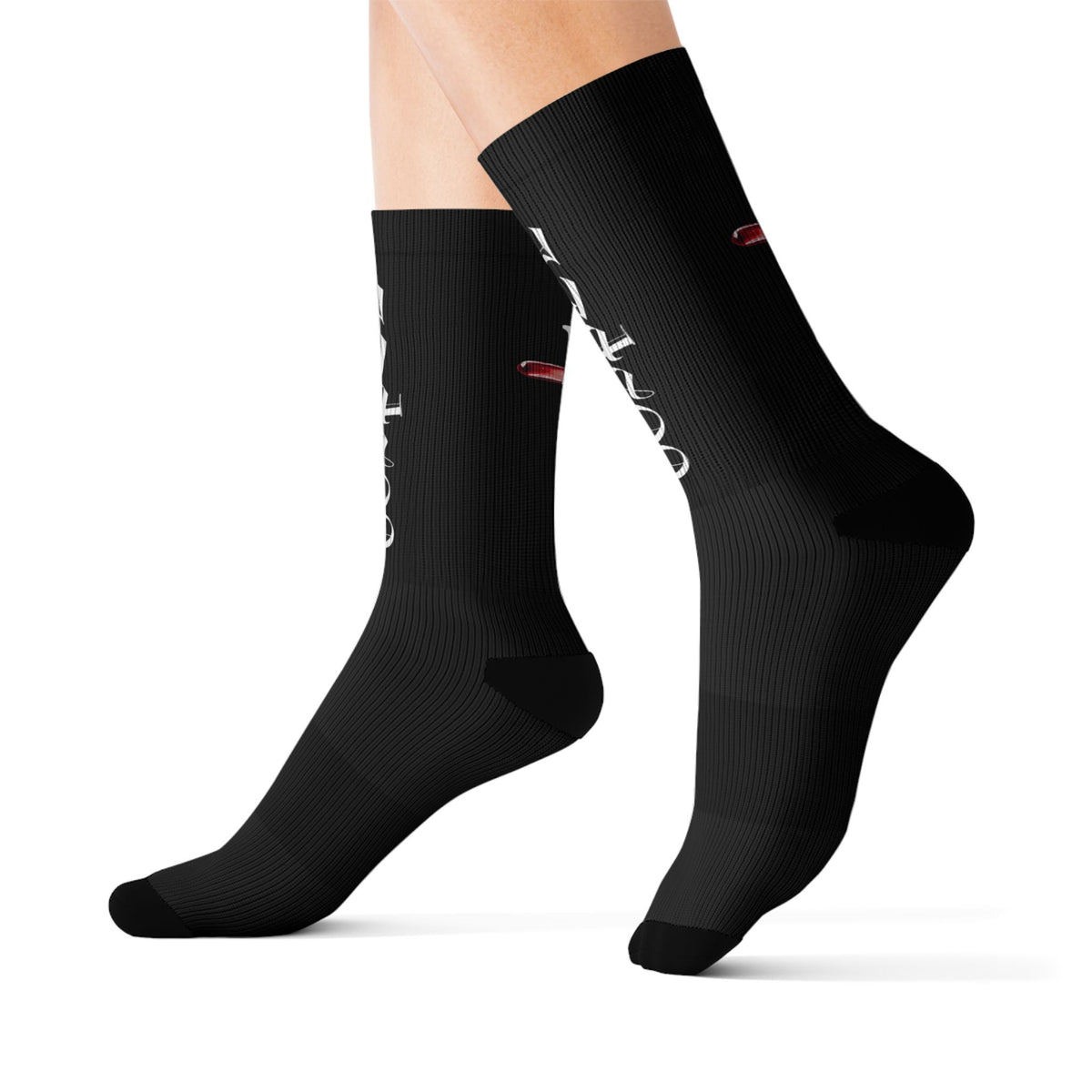Sublimation Socks — Black 'Gospel' Cross Crew Socks