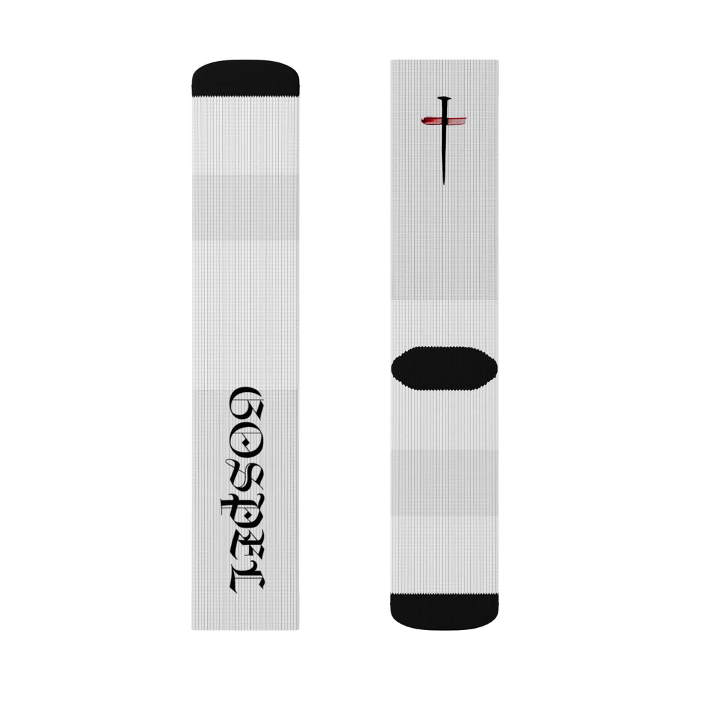 Cross & Script Sublimation Socks — Faith-Inspired Crew Socks with 'GOD BLESS' Text